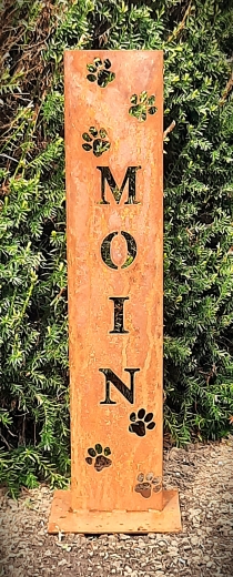 Schild klein, Moin umgeben von Pfoten