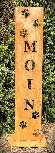 Schild klein, Moin umgeben von Pfoten