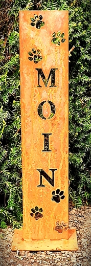 Schild klein, Moin umgeben von Pfoten