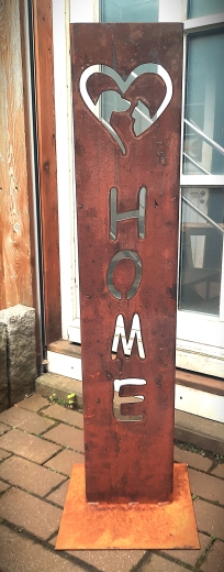 Schild Home Hunde- Katzen Kopf im Herz