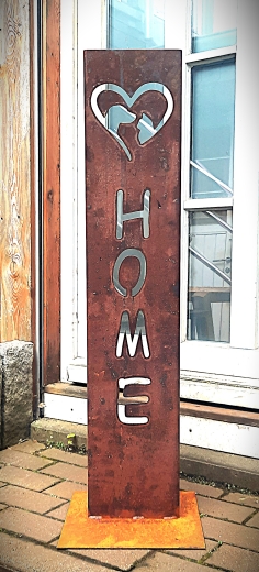Schild Home Hunde- Katzen Kopf im Herz