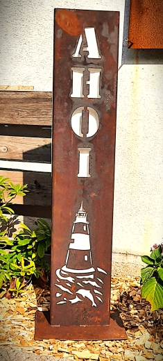 Schild Ahoi Leuchtturm Delfin