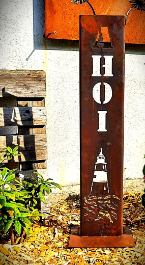 Schild Ahoi Leuchtturm Delfin