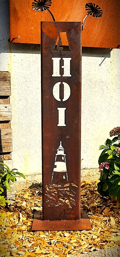 Schild Ahoi Leuchtturm Delfin