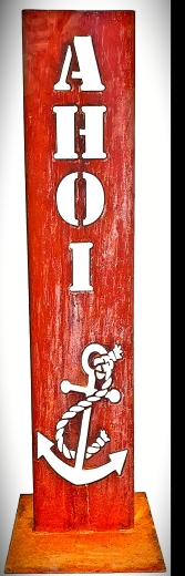 Schild Ahoi Anker Tau