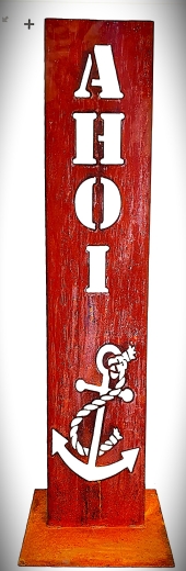 Schild Ahoi Anker Tau