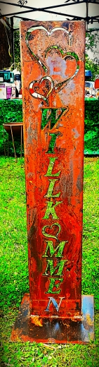 Schild Willkommen Herzen O= Herzen