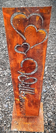 Schild Dreier Herz Willkommen -geschwungen-