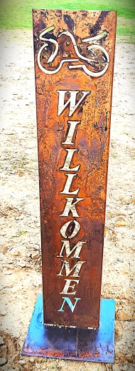 Schild Willkommen Motorrad ( verspielt )