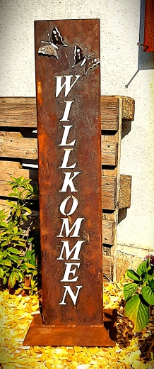 Schild Willommen Schmetterling 3D