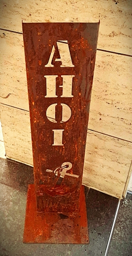 Schild Ahoi Anker Kette