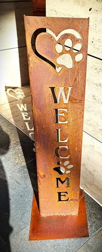 Schild Welcome O=Pfote, Pfote im Herz