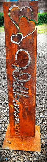 Schild Willkommen (schreibschrift) 3er-Herzen