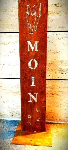 Schild Moin Schreitende Katze