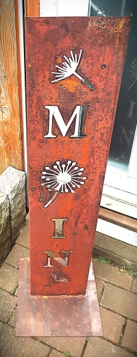 Schild Moin, O= Pusteblume