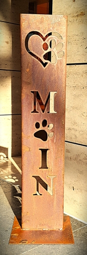 Schild Moin, O= Pfote, Pfote im Herz