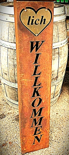 Säule (Edelrost) Herz aus (V2A)- Lich, Willkommen