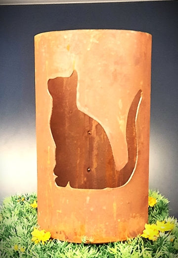 Windlicht kleine sitzende Katze