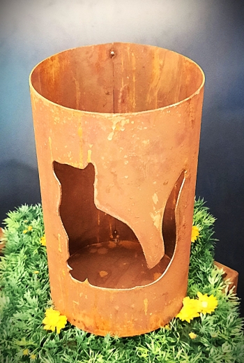 Windlicht kleine sitzende Katze