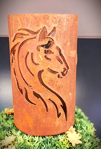 Windlicht Pferdeköpfe ( Seitlich Herzform )