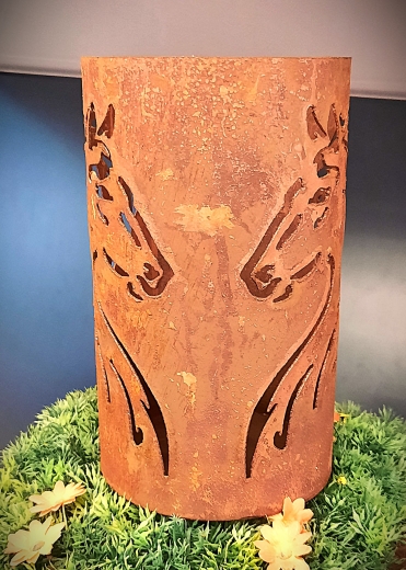 Windlicht Pferdeköpfe ( Seitlich Herzform )