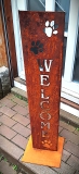 Schild Welcome mit Pfoten