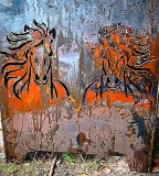 Feuerkorb Pferdeköpfe