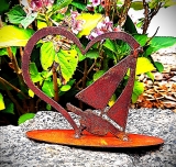 Auf Platte Segelschiff im Herz