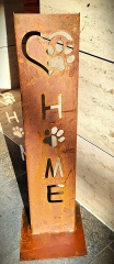 Schild Home O= Pfote, Pfote in Herz