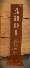 Schild Ahoi Leuchtturm Welle