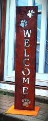 Schild Welcome mit Pfoten