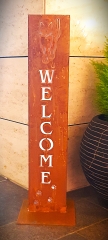Schild Welcome schreitende Katze