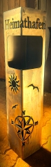 Säule Heimathafen Windrose, Sonne, Öffnung